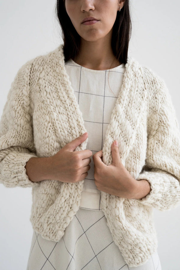 Jacardana Hand Knit Cardi | Ivory