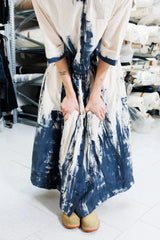 Hand Painted Dress | Natural + Navy
