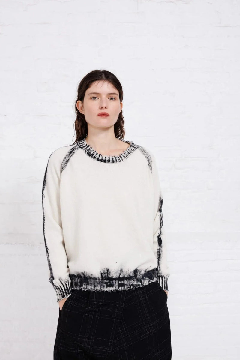 Hand Painted Pullover | Natural + Black