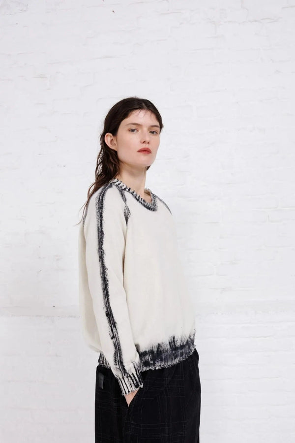Hand Painted Pullover | Natural + Black