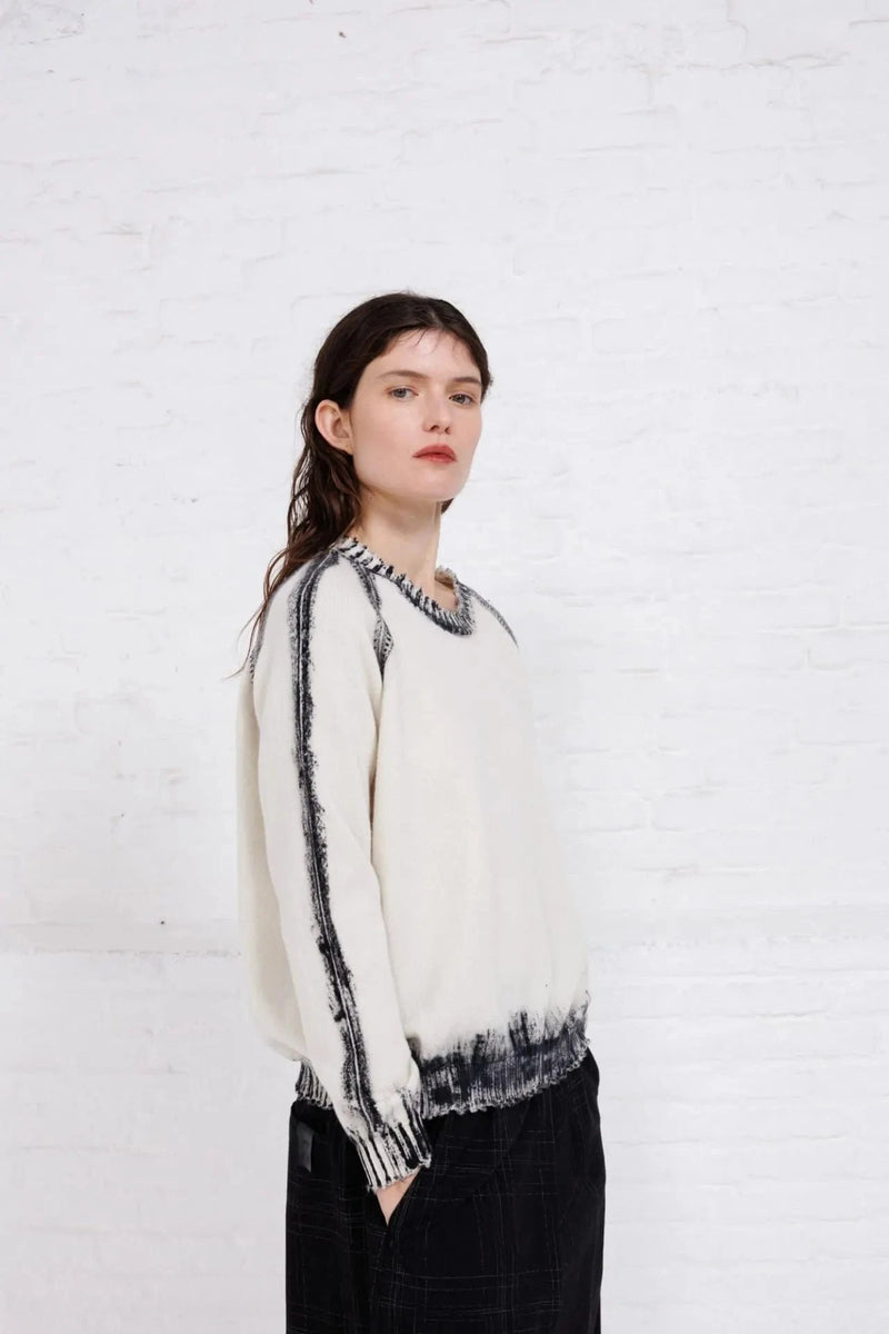 Hand Painted Pullover | Natural + Black