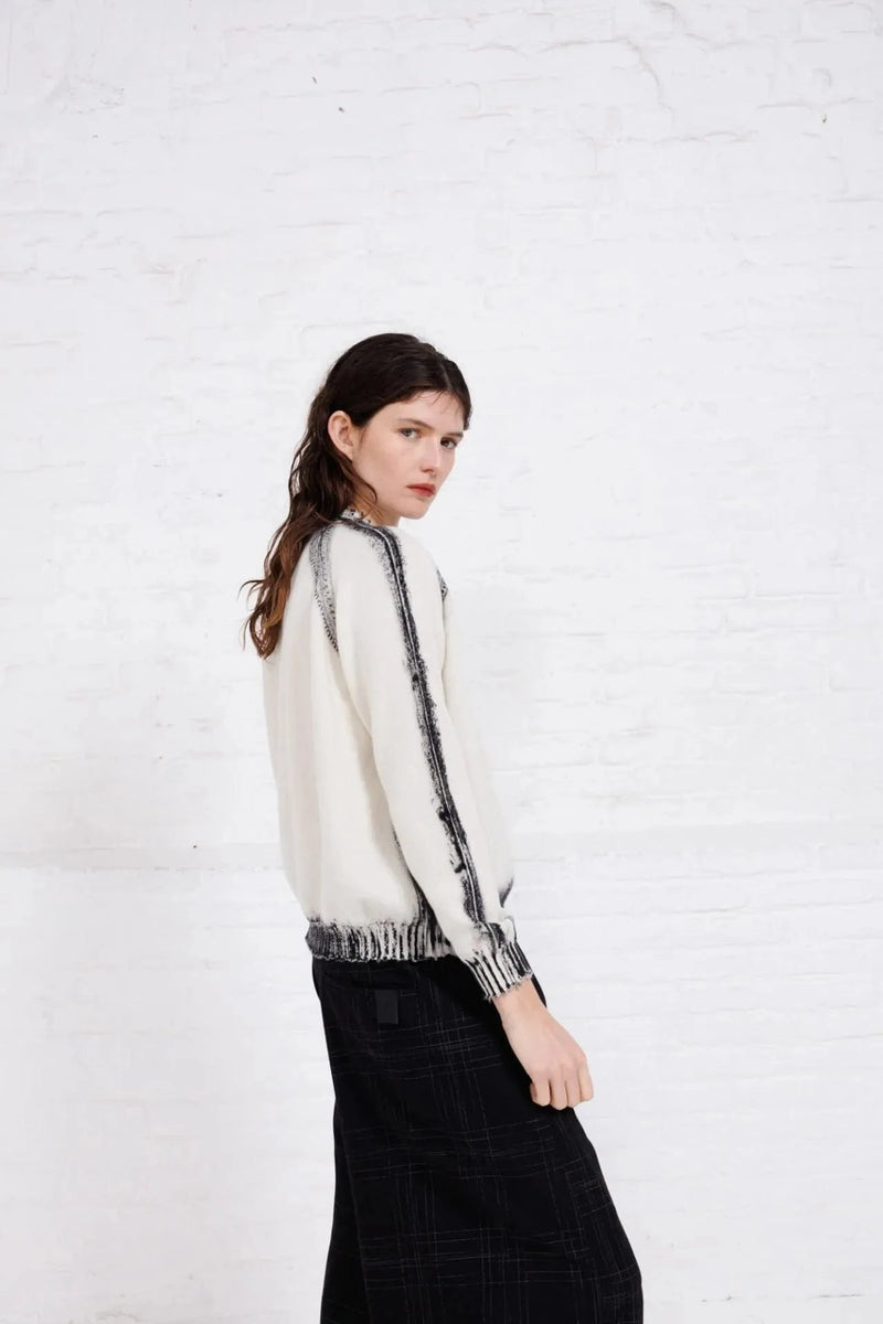 Hand Painted Pullover | Natural + Black