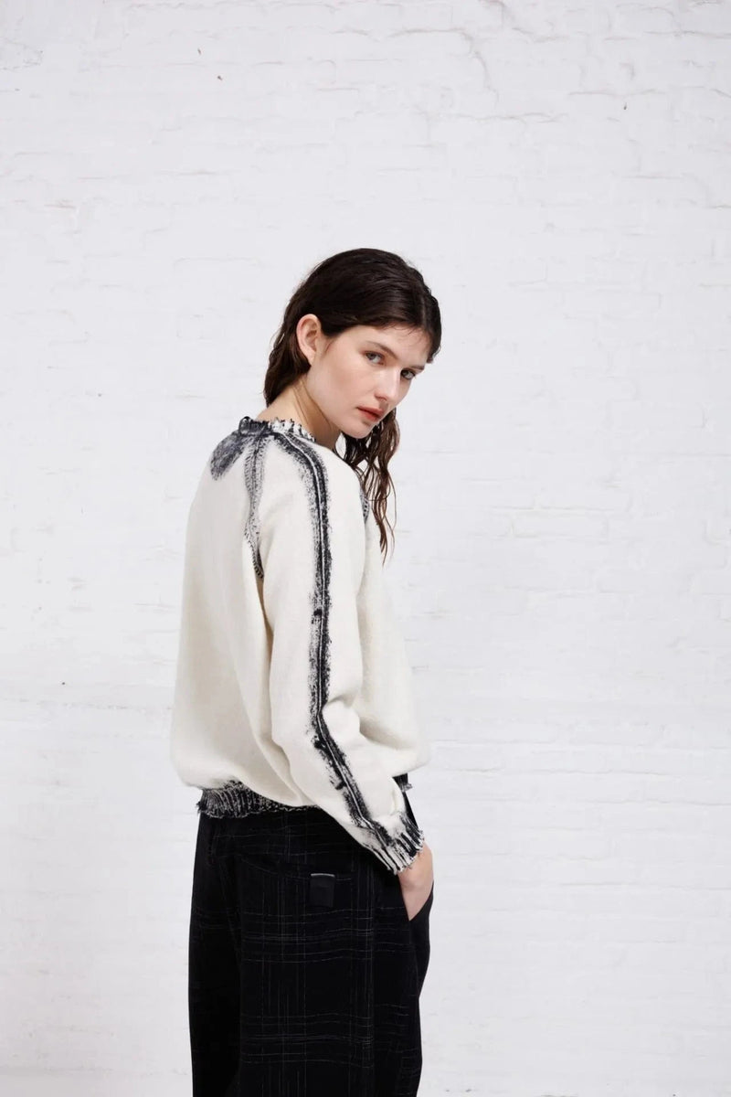 Hand Painted Pullover | Natural + Black
