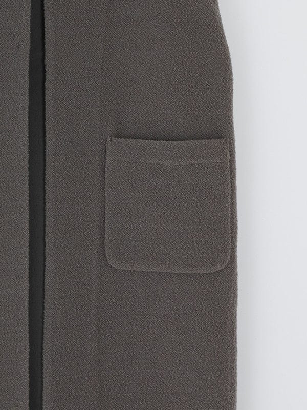 Wool Boucle Long Vest | Moss Gray