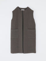 Wool Boucle Long Vest | Moss Gray