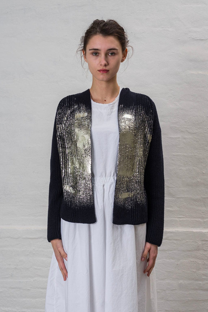 Metallic Applique Cardigan Karline | Antracite