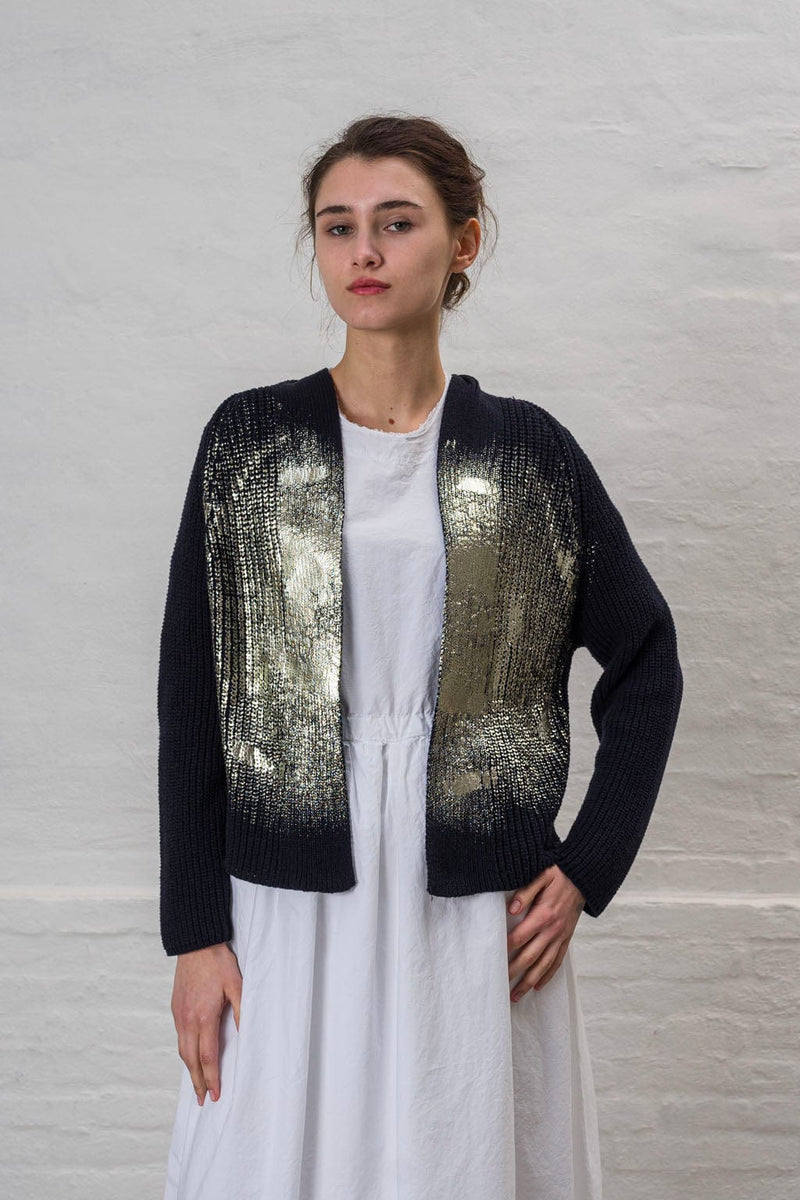 Metallic Applique Cardigan Karline | Antracite