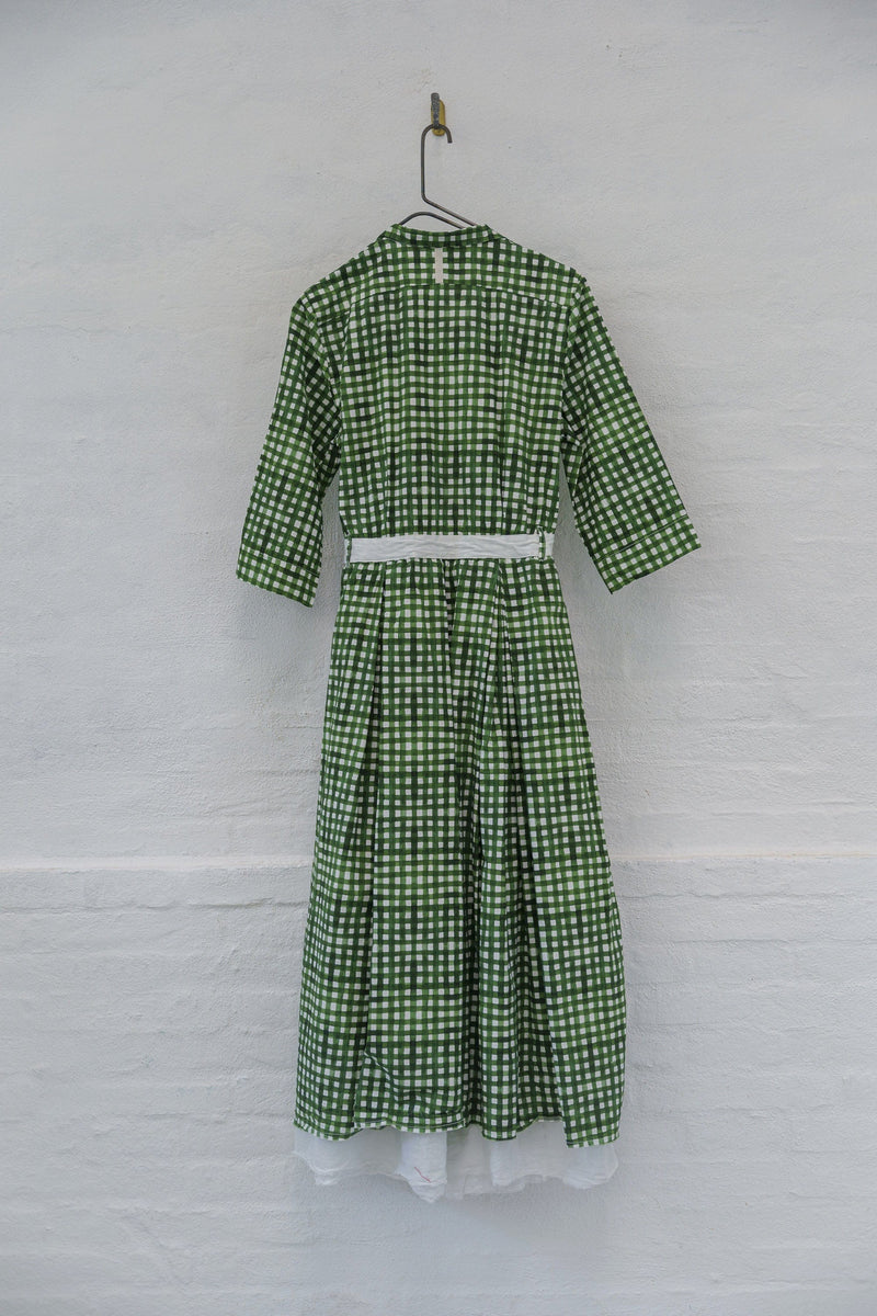 Printed Delmira Dress | Green Check