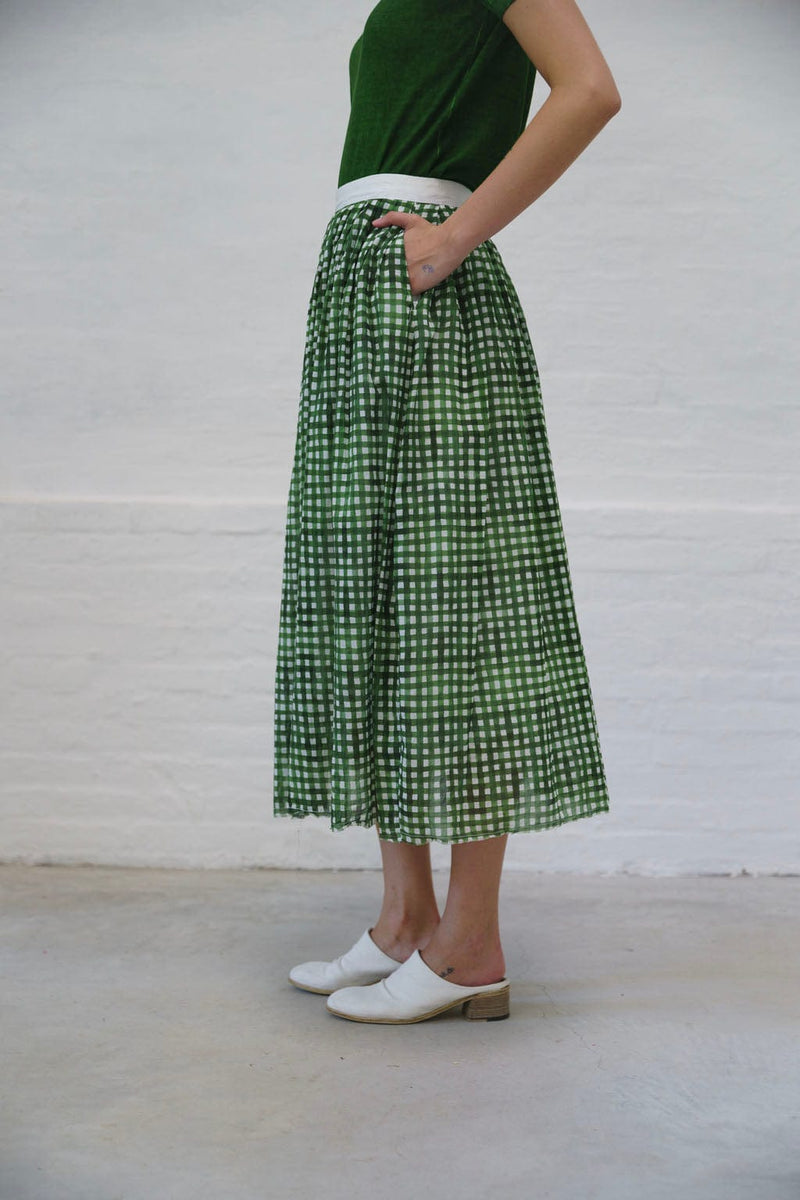 Printed Juliana Skirt | Green Check