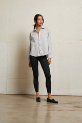 James Button Down | Ivory + Black Stripe