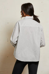James Button Down | Ivory + Black Stripe