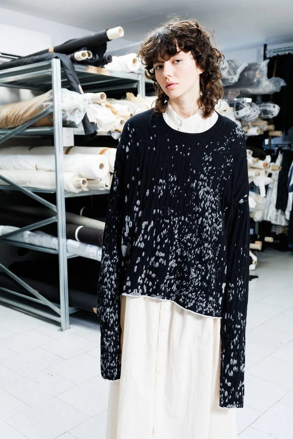 Speckled Boxy Pullover | B+W