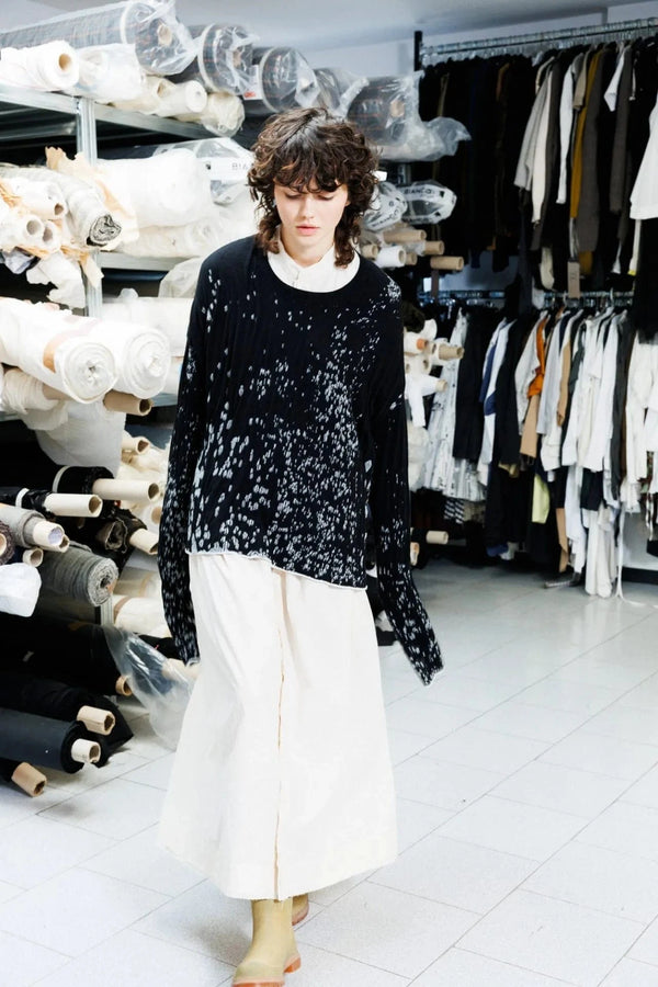 Speckled Boxy Pullover | B+W
