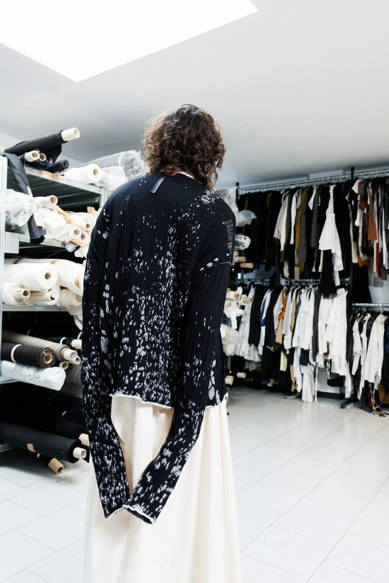 Speckled Boxy Pullover | B+W
