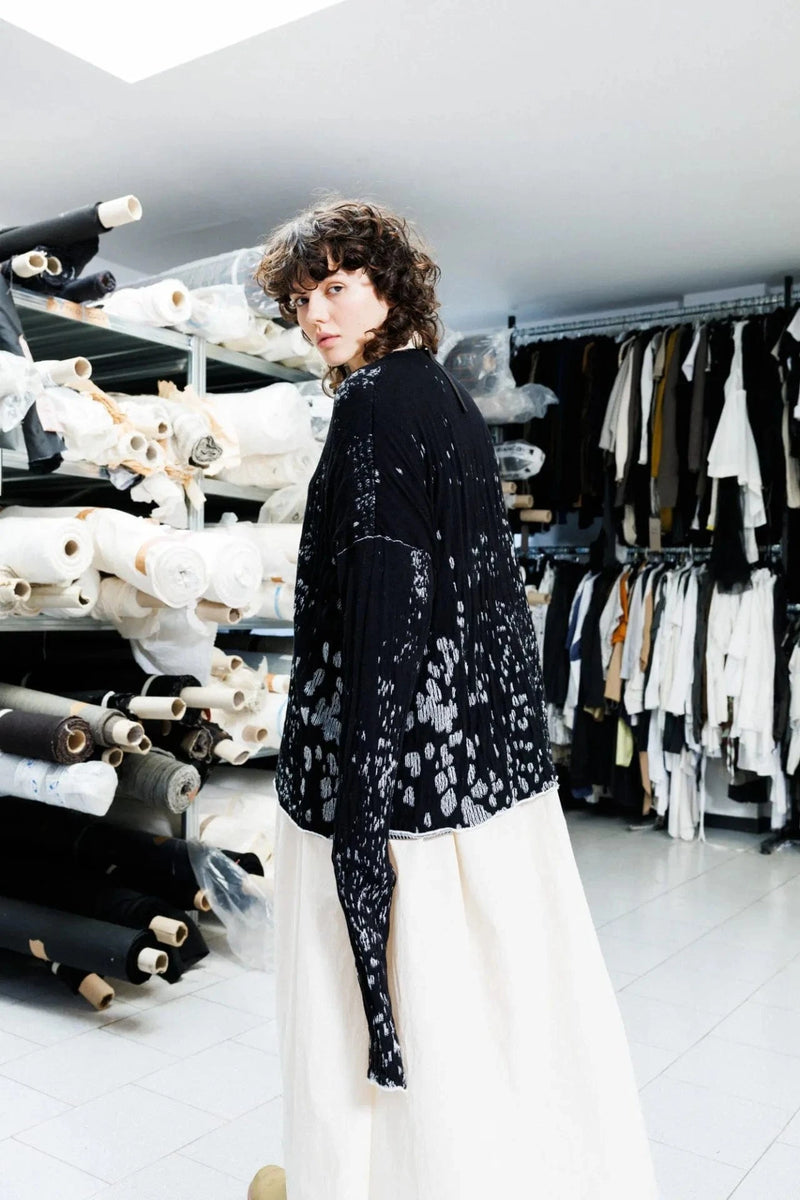 Speckled Boxy Pullover | B+W