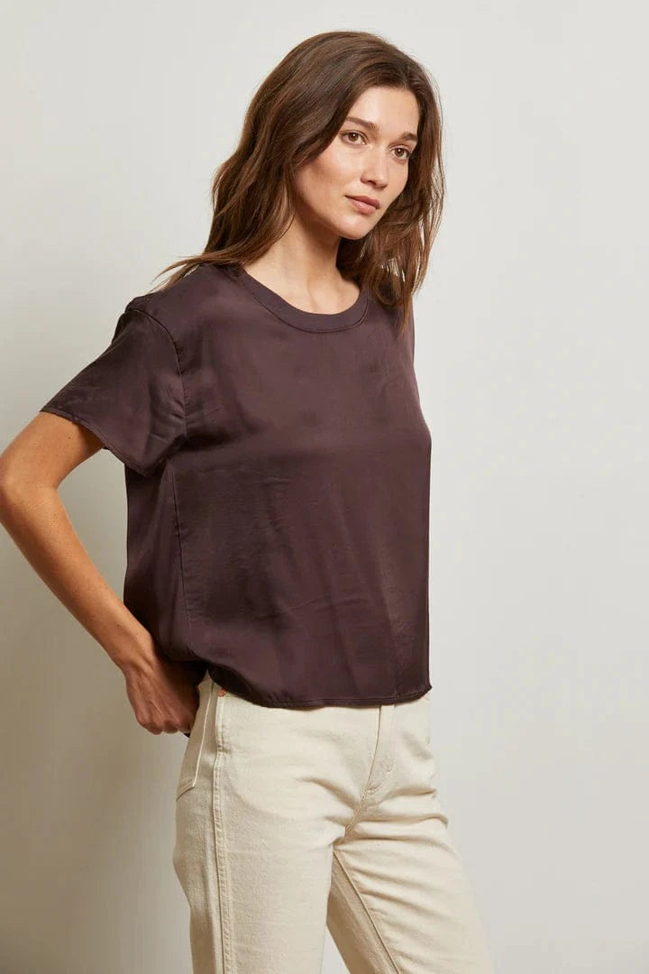 Delphine Satin Top | Cocoa