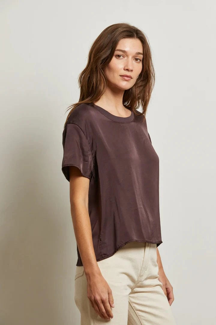 Delphine Satin Top | Cocoa
