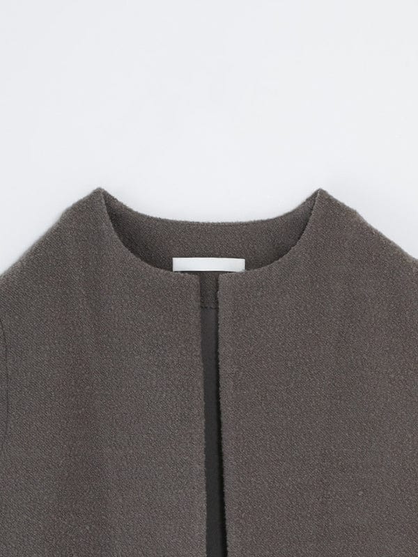 Wool Boucle Long Vest | Moss Gray