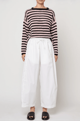 Typewriter Poplin Barrel Pant | White