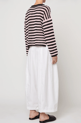 Typewriter Poplin Barrel Pant | White
