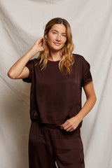 Delphine Satin Tee | Blackberry