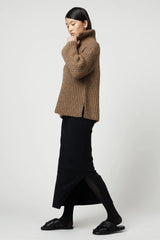 Alpaca Rib Cardigan | Brown