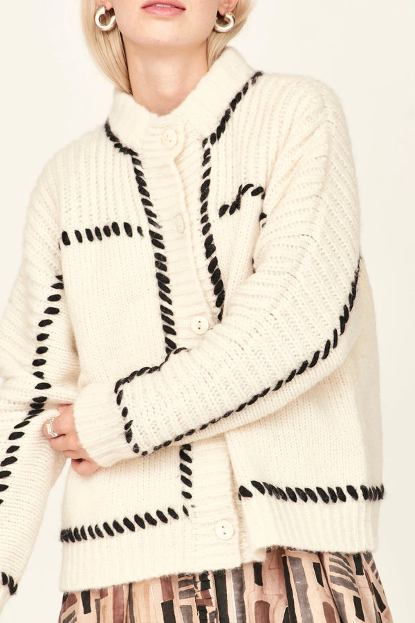 Andermatt Cardigan | Ivory + Blk