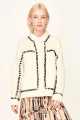 Andermatt Cardigan | Ivory + Blk