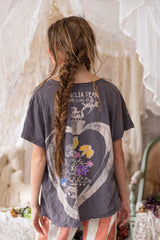 Magnolia Pearl Charcoal Ozzy Grey with Purple Bird Print