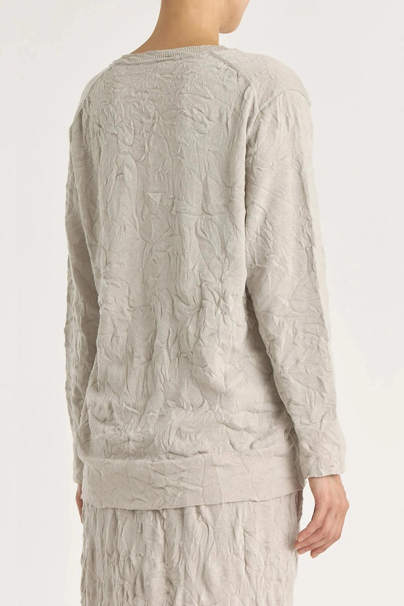 Crinkled Knit Top | Platinum