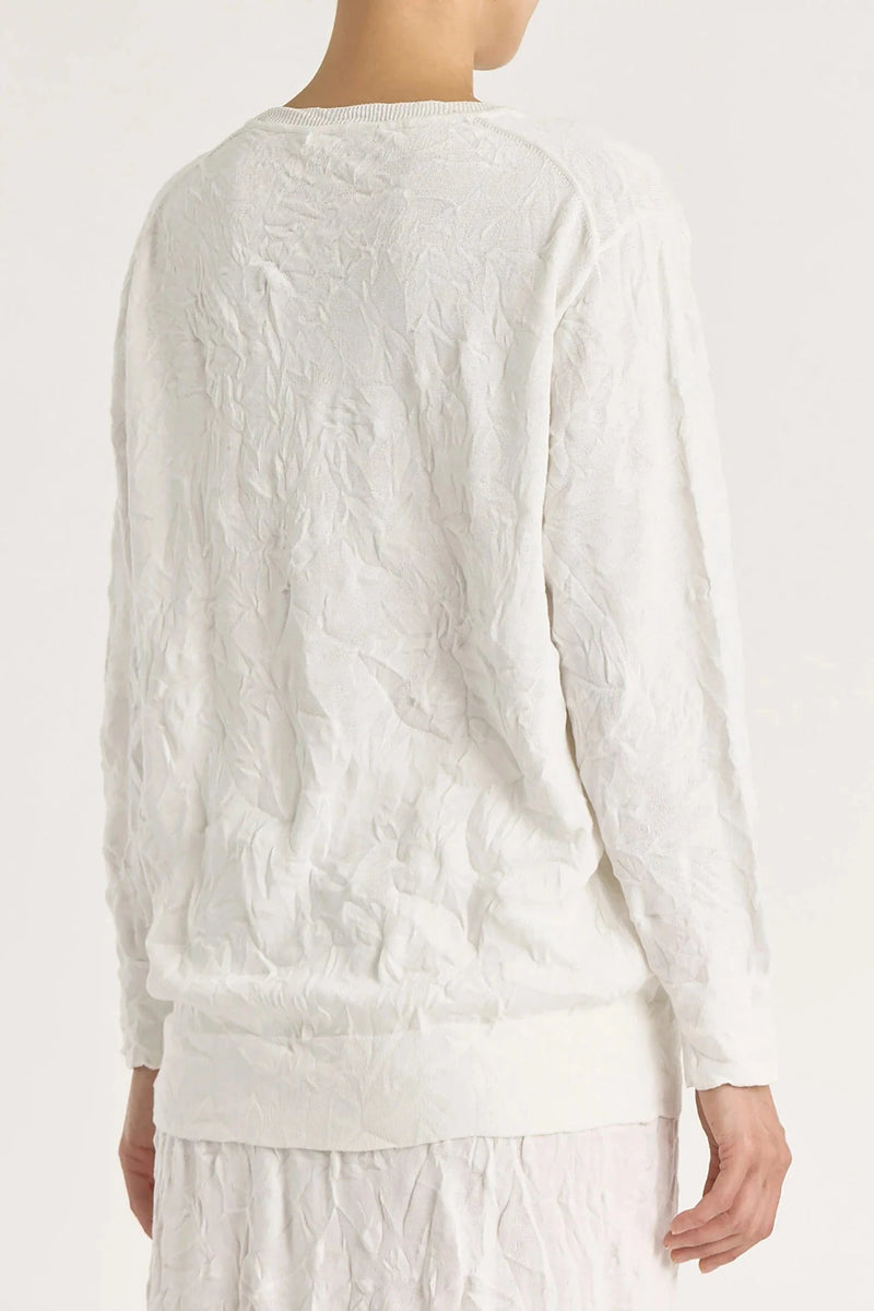 Crinkled Knit Top | White