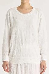 Crinkled Knit Top | White