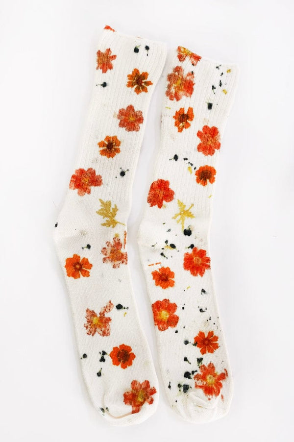 Pressed Flower Bamboo Sock | Cream