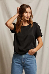 Delphine Satin Top | True Black