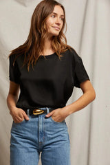 Delphine Satin Top | True Black