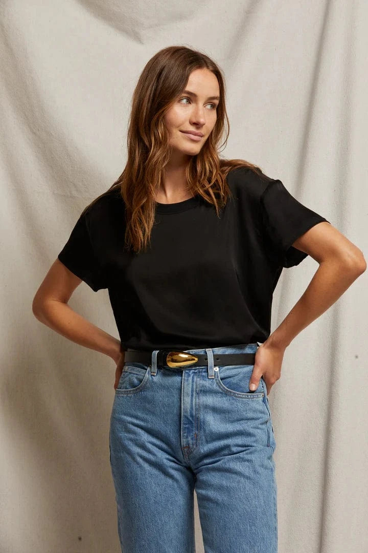 Delphine Satin Top | True Black