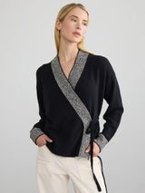 Lily Wrap Cardi | Black Stripe