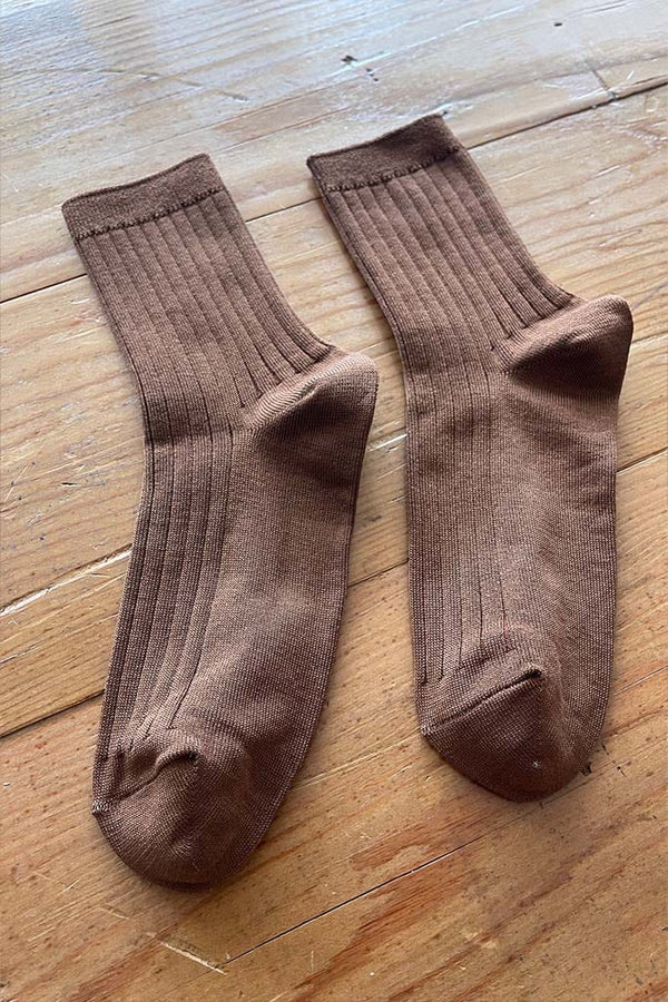 Le Bon Shoppe her sock in dijon brown color