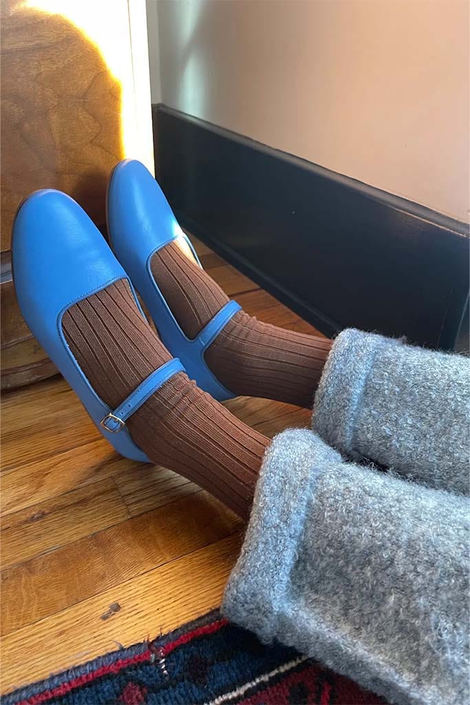 Le Bon Shoppe her sock in dijon brown color