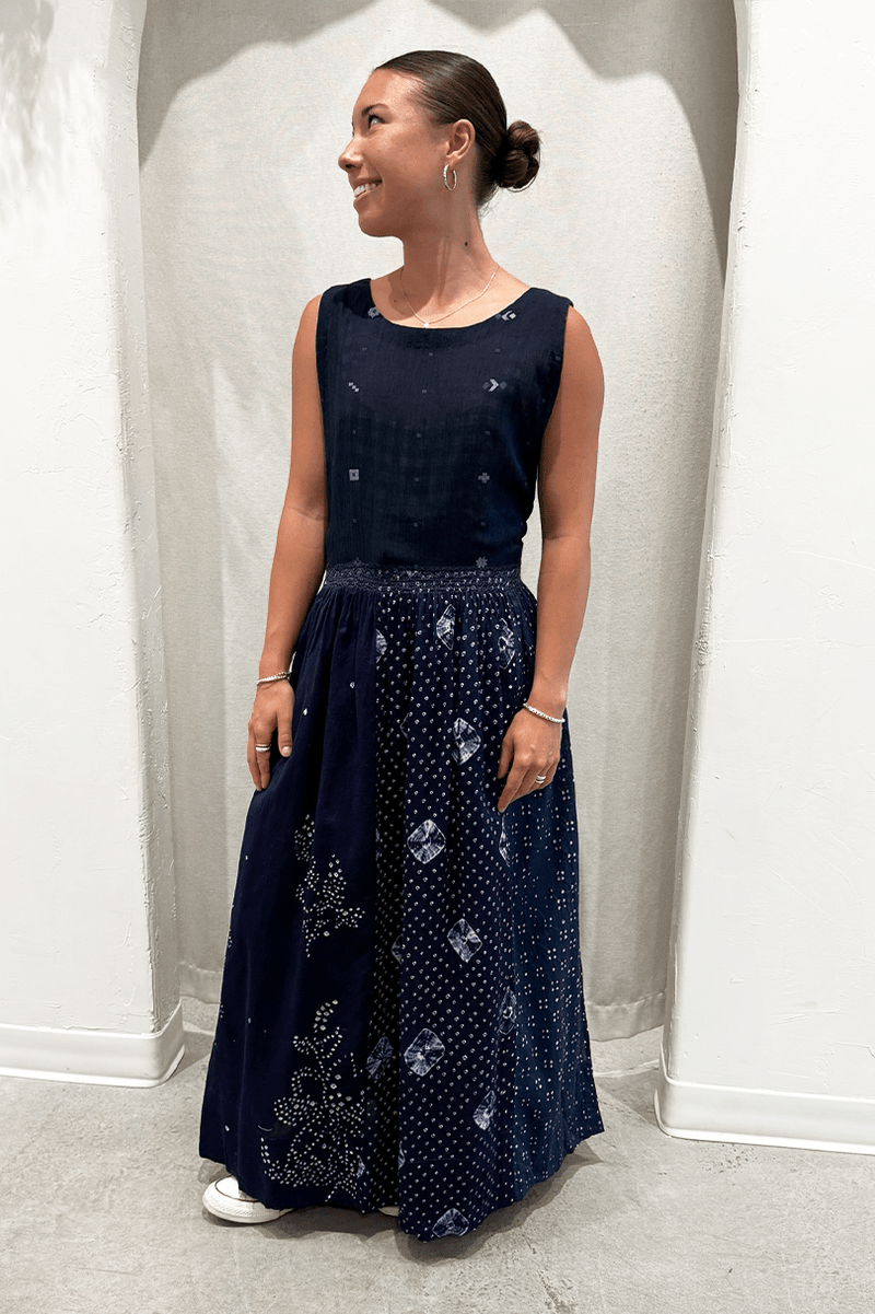 Injiri Cotton Cropped Pyjama Rasa Pants in Indigo Blue