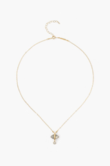 Labradorite Evil Eye and Sliced Diamond Charm Necklace