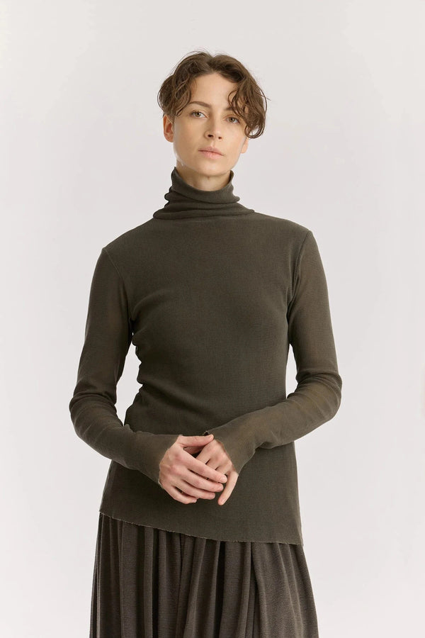 Double Mesh Turtleneck | Slate