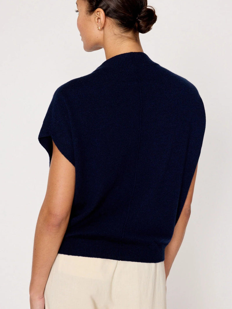 Morten Funnel Neck Top | Navy