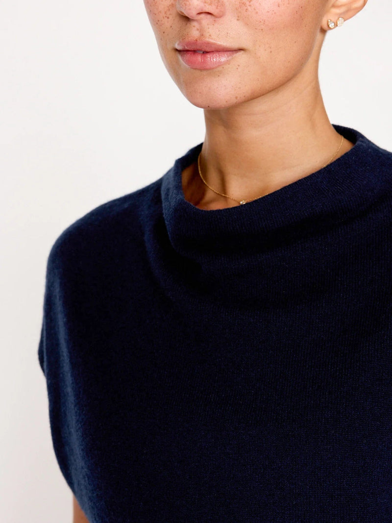 Morten Funnel Neck Top | Navy