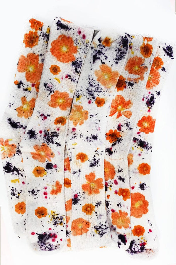 Pressed Flower Bamboo Sock | Purple