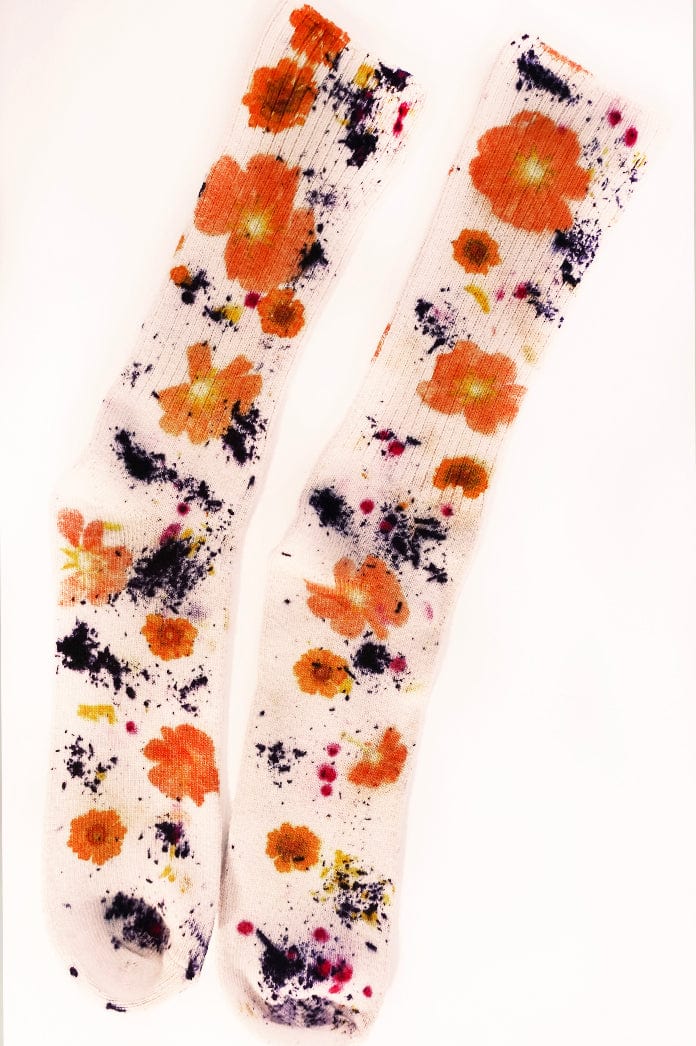 Pressed Flower Bamboo Sock | Purple