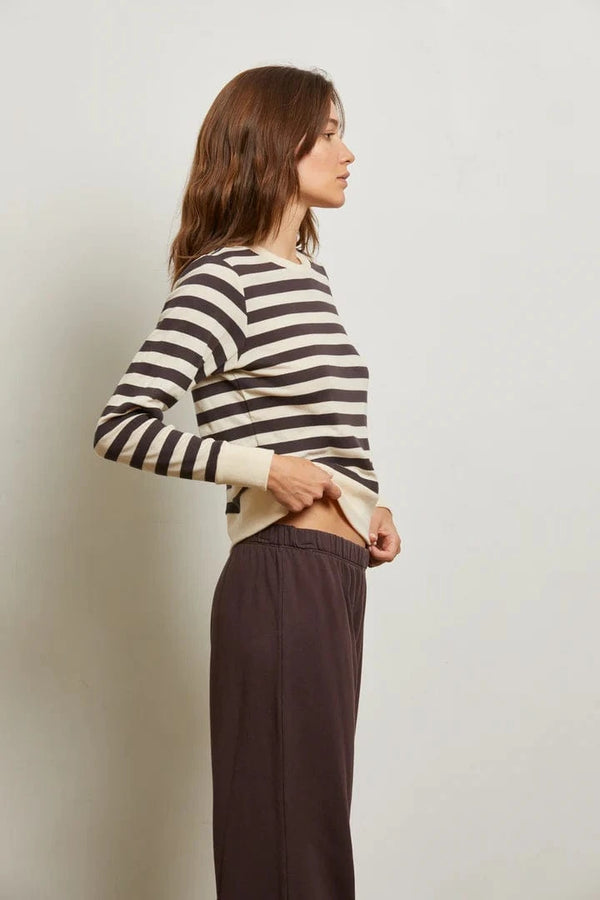 Stef Lux Rib L/S Crew | Mocha Stripe