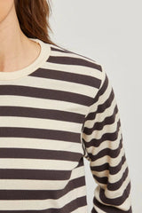 Stef Lux Rib L/S Crew | Mocha Stripe