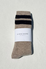 Varsity Snow Socks | Beige + Black