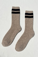 Varsity Snow Socks | Beige + Black